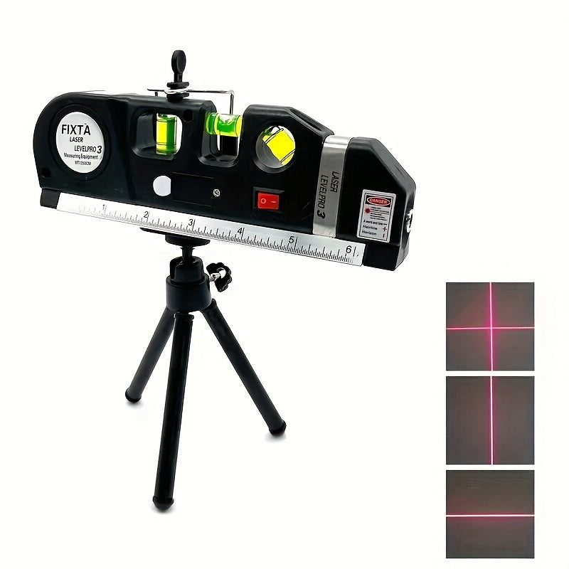 [Portable Laser Level] Multi-Purpose Portable Laser Level Kit | Metric and Imperial Measuring Tape, Battery Powered, 0.4mW Laser, Durable Plastic Body - Construction Leveling, Crosshair Laser Level for Construction, DIY, and Home Improvement Projects