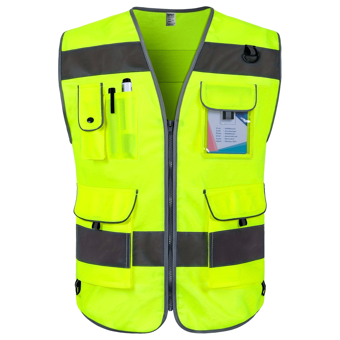 1pc Premium Hi-Vis Safety Vest - Vests for Men and Women with 9 Pockets, Reflective and Reinforced, Meets ANSI/ISEA Standards for Construction, Surveyors, Drivers, and Warehouse Workers - Durable 120g Fabric and Enhanced Visibility